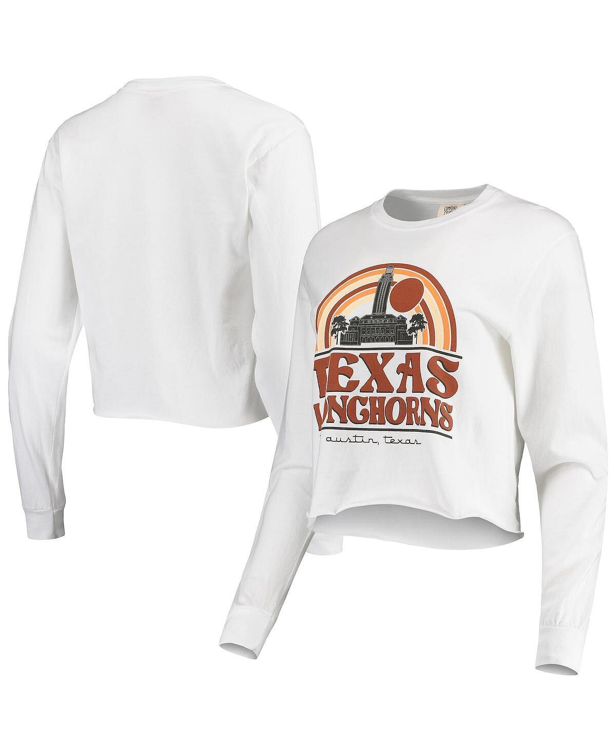 

Белая женская укороченная футболка с длинными рукавами в стиле ретро Texas Longhorns Campus Image One, белый
