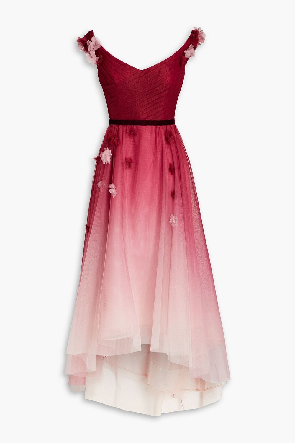 

Платье из тюля деграде с открытыми плечами MARCHESA NOTTE, фуксия, Розовый