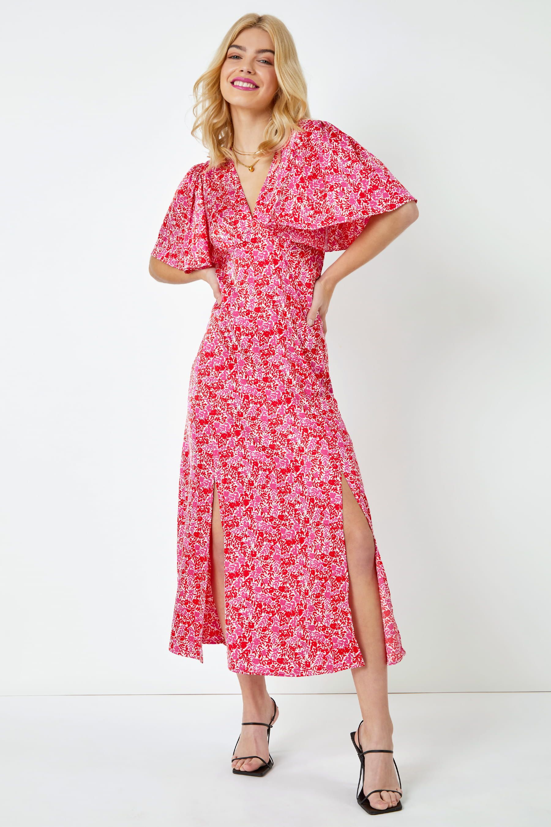 Атласное платье миди с мелким цветочным принтом Dusk, розовый платье stradivarius с мелким принтом 46 размер