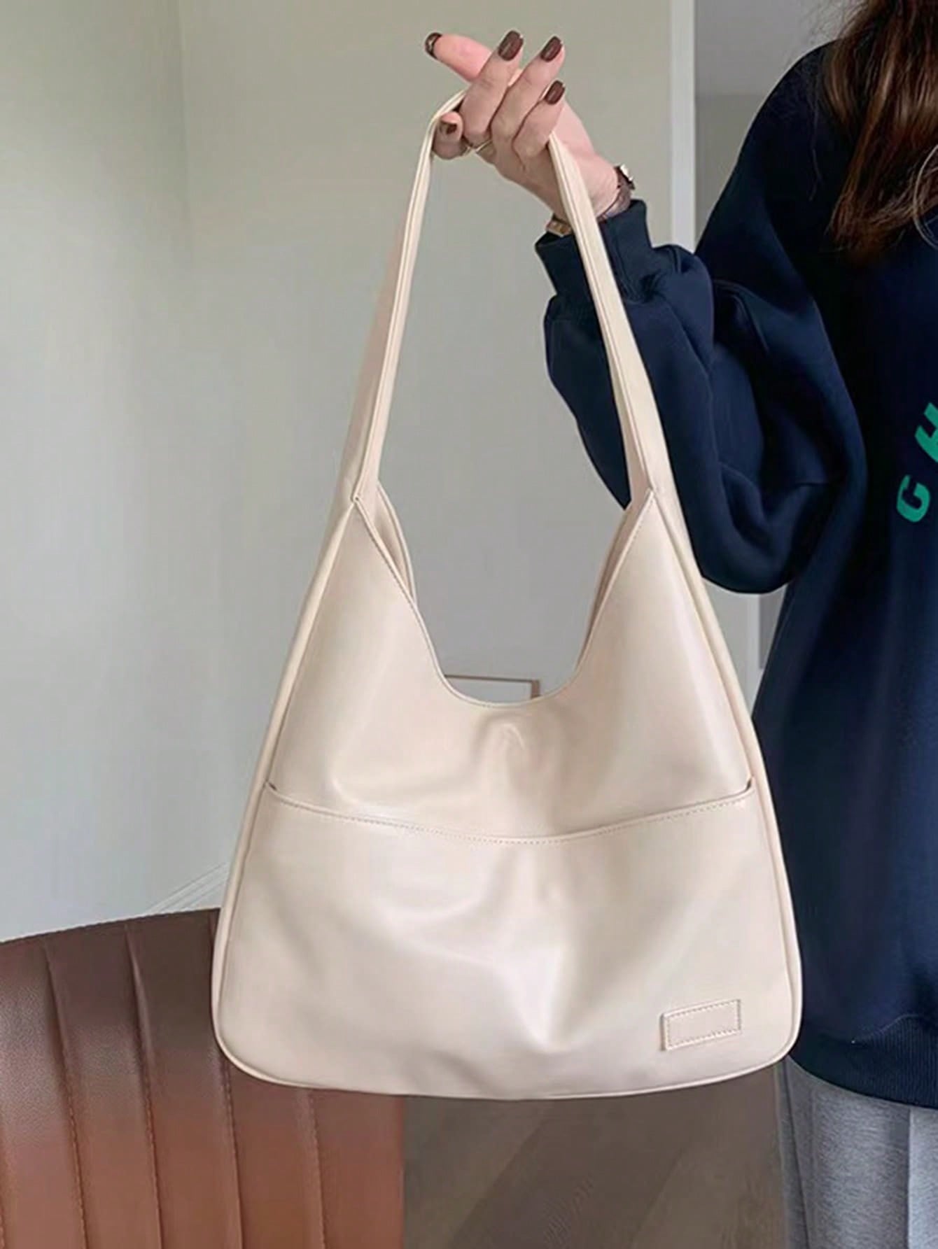 Минималистская сумка-хобо, белый минималистская сумка хобо коричневый
