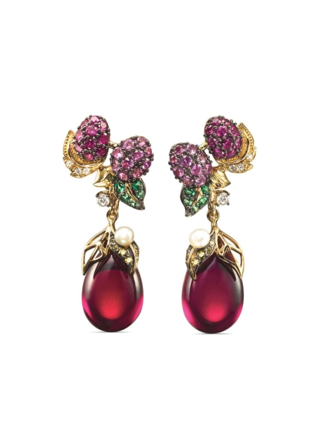 

Серьги Raspberry из желтого золота с камнями Anabela Chan, красный