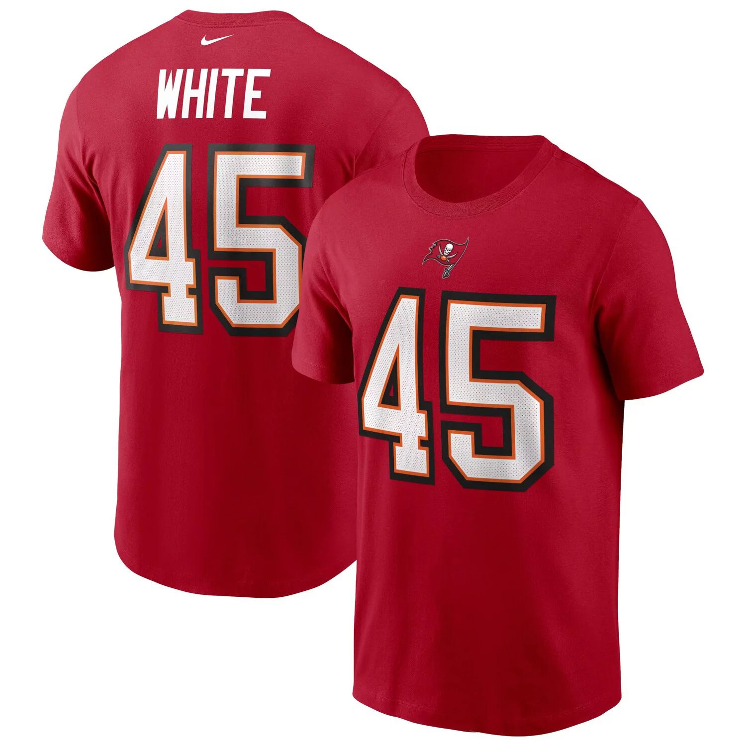 Мужская бело-красная футболка команды Tampa Bay Buccaneers Devin с именем и номером игрока Nike
