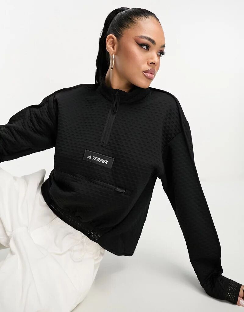 

Черный свитшот вафли 1/2 adidas Terrex Utlitias adidas performance
