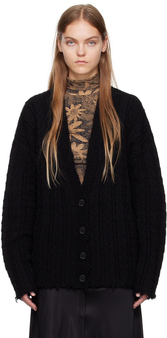 

Черный кардиган с потертостями MM6 Maison Margiela