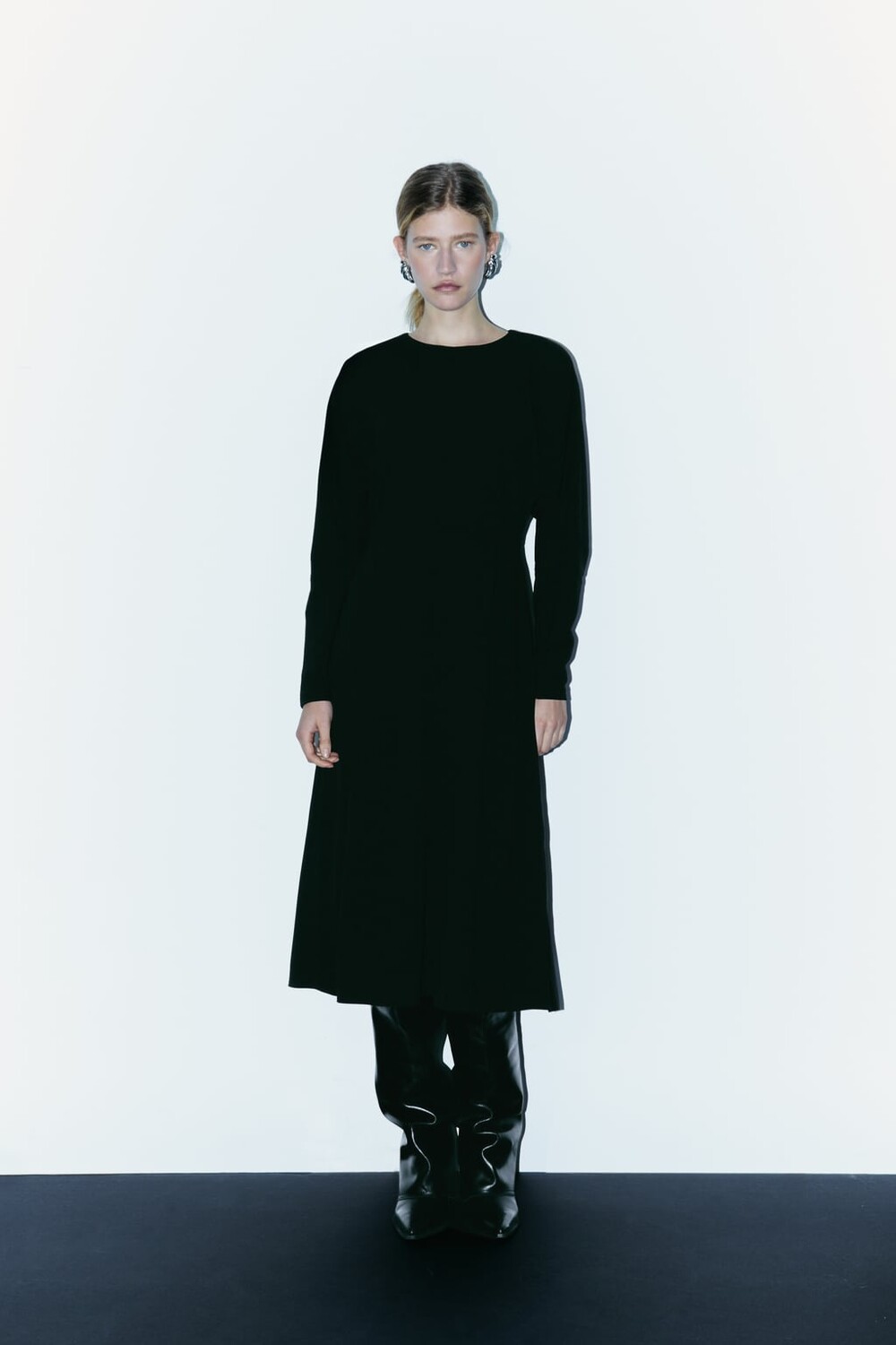 

Платье миди из крепа ZARA, черный