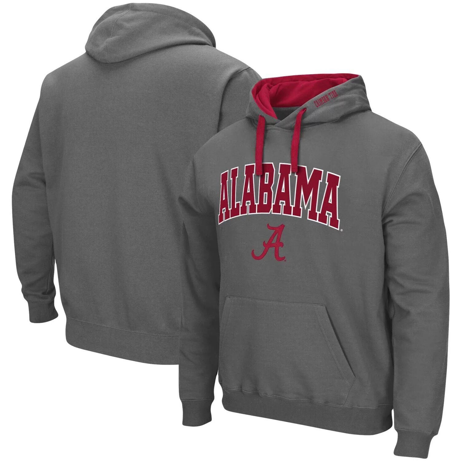 

Мужской темно-серый пуловер с капюшоном Alabama Crimson Tide Big & Tall Arch & Logo 2.0 Colosseum