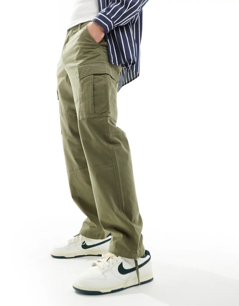 Широкие брюки карго цвета хаки Jack & Jones