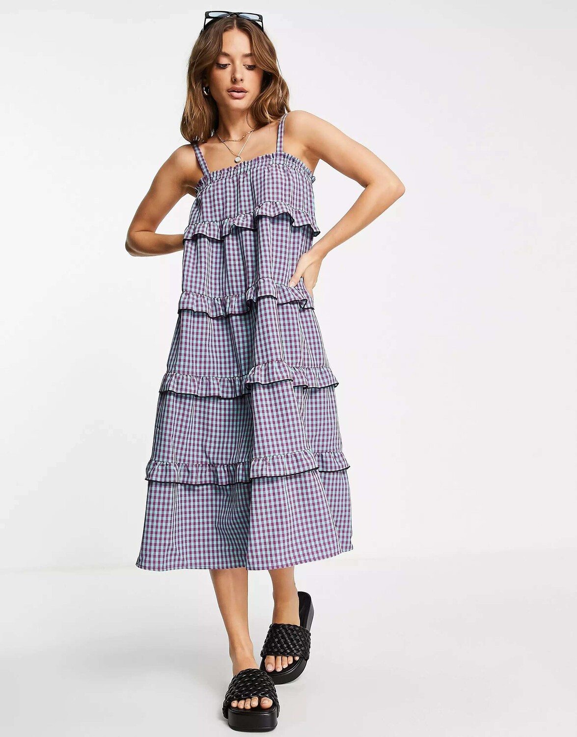

Мини-платье в клетку Vero Moda с бретелями и бретелями