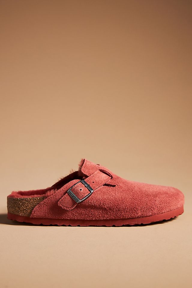 Сабо Birkenstock Boston из овчины, sienna red suede / shearling туфли без задника в стиле сабо из замши 41 зеленый
