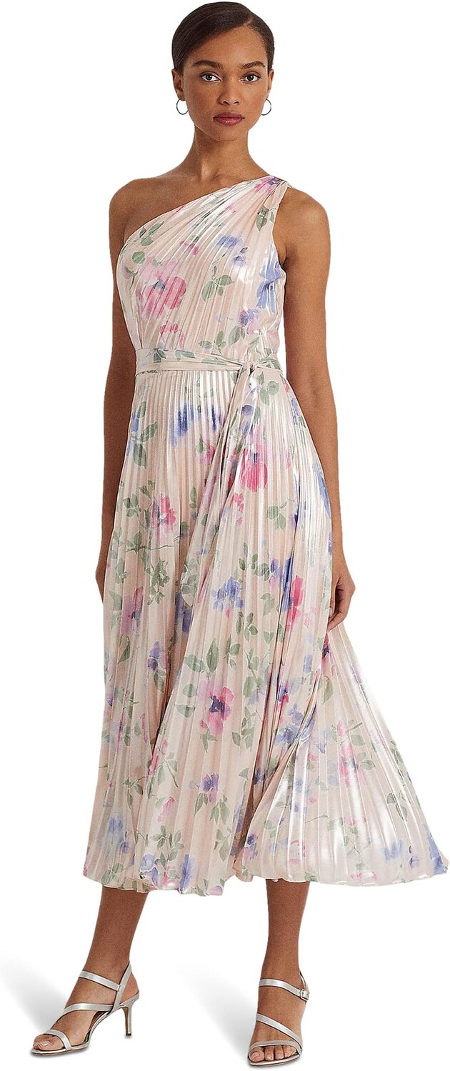 

Платье на одно плечо из жоржета с цветочным принтом LAUREN Ralph Lauren, цвет Pink Multi