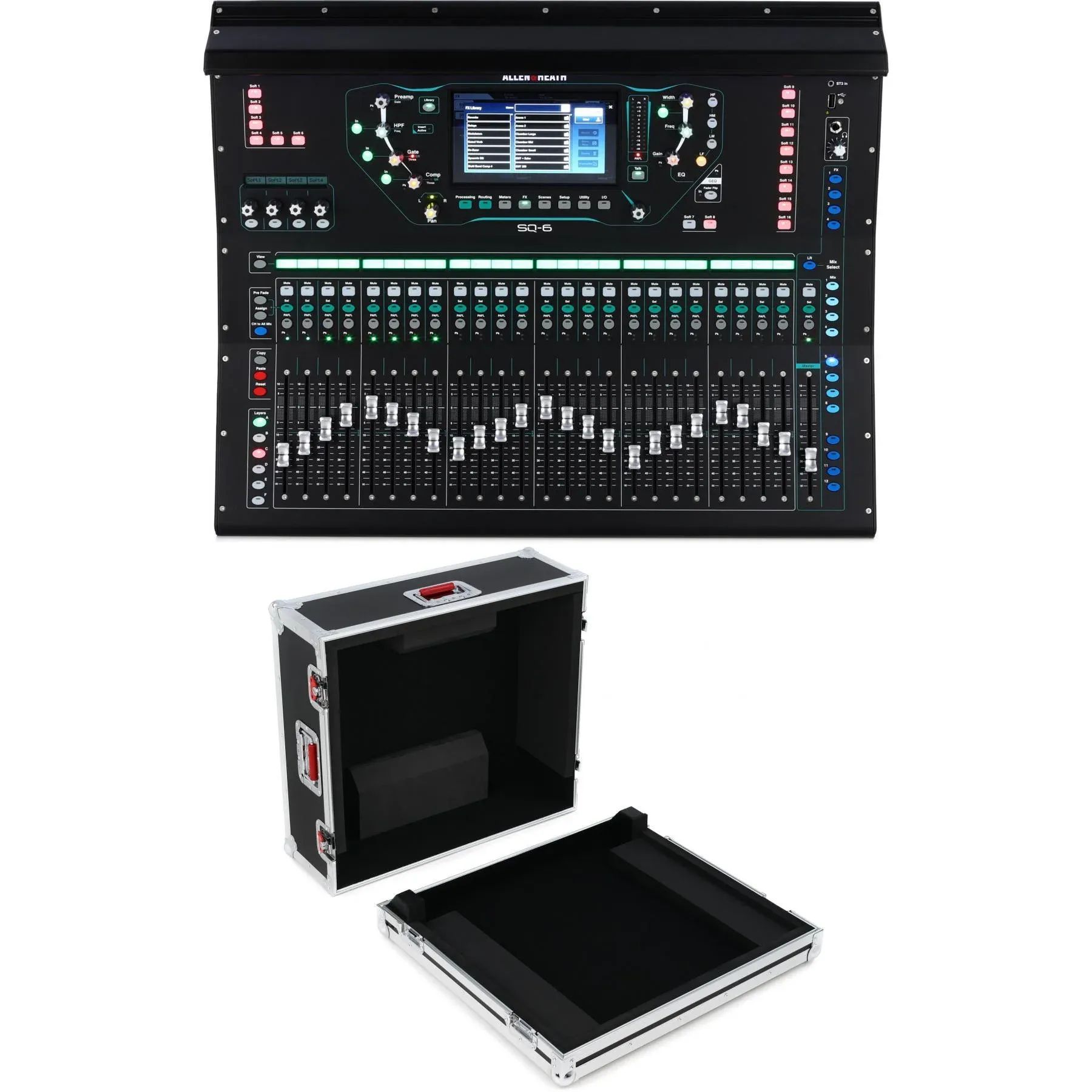 

48-канальный цифровой микшер Allen & Heath SQ-6 в корпусе ATA