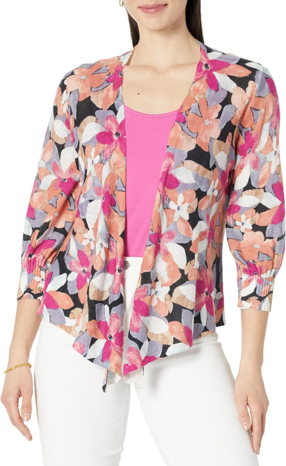 

Свитер Glowing Petals Four-Way Cardigan NIC+ZOE, цвет Pink Multi