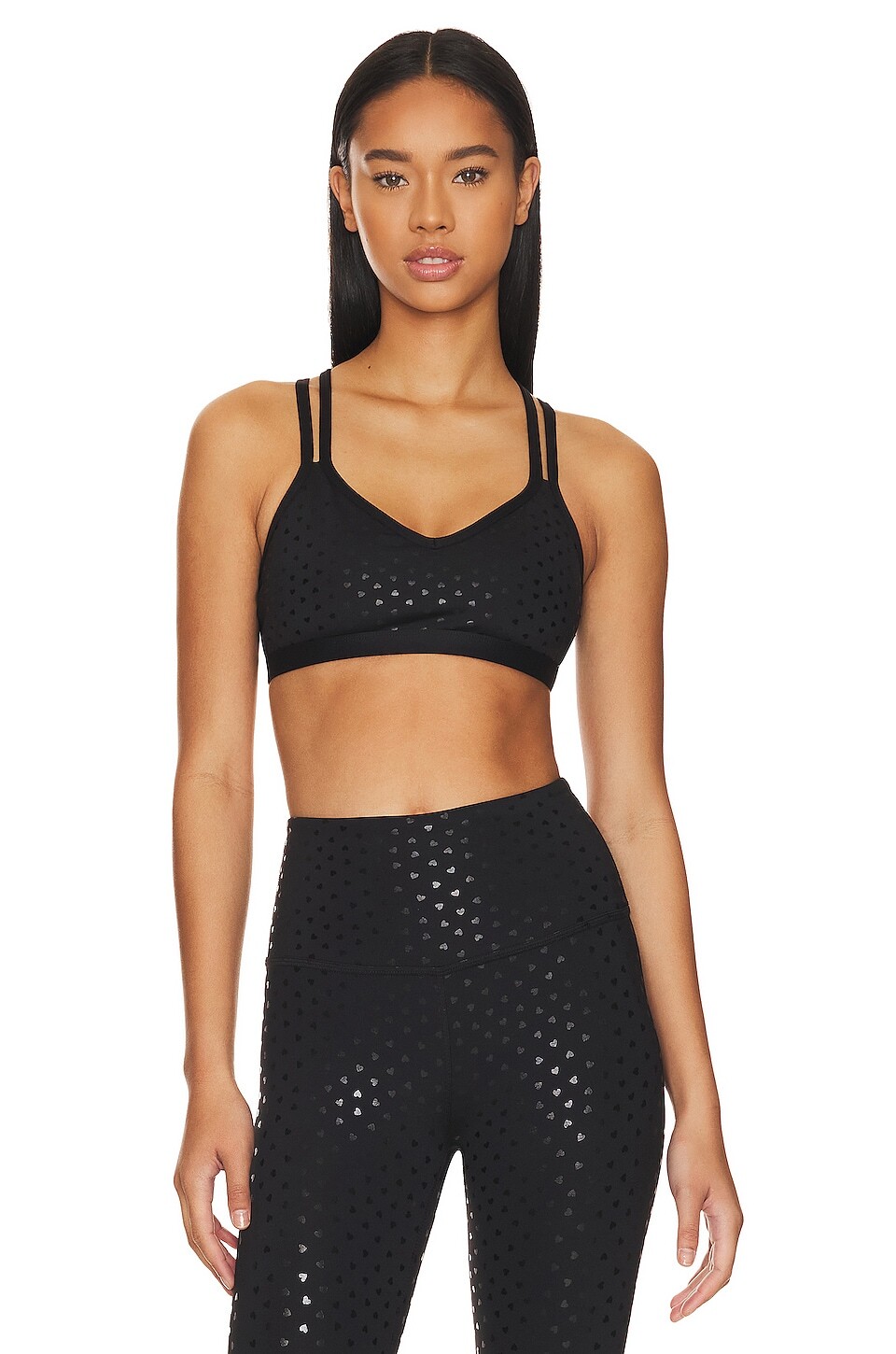 

Бюстгальтер Beyond Yoga Double Back, цвет Black Shiny Black Hearts