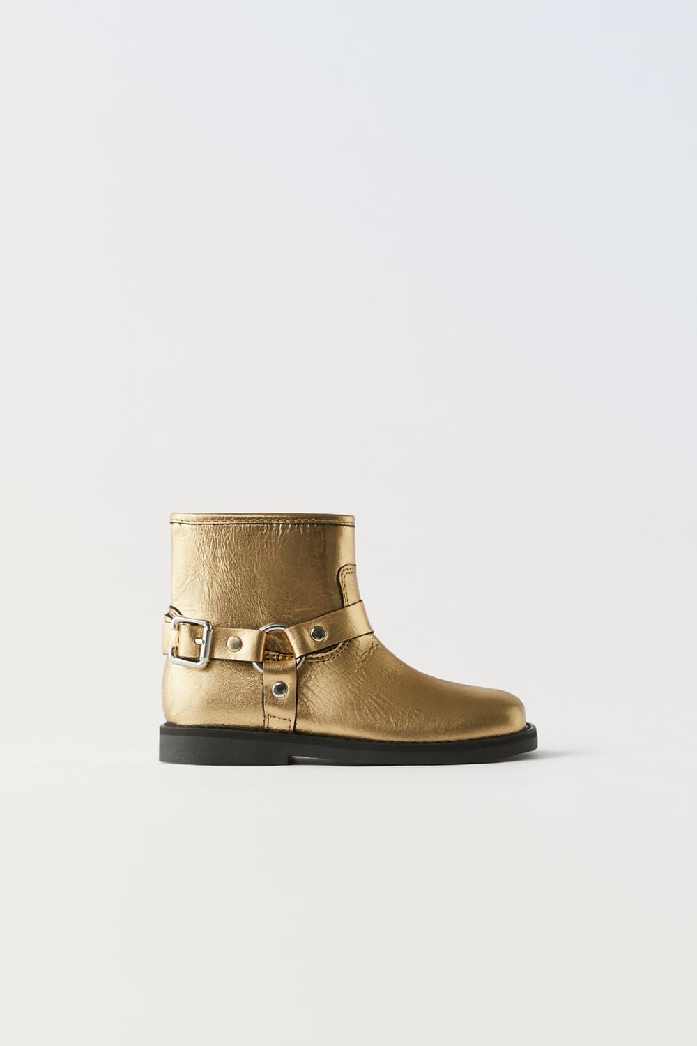 

Кожаные байкерские ботинки ZARA, золото