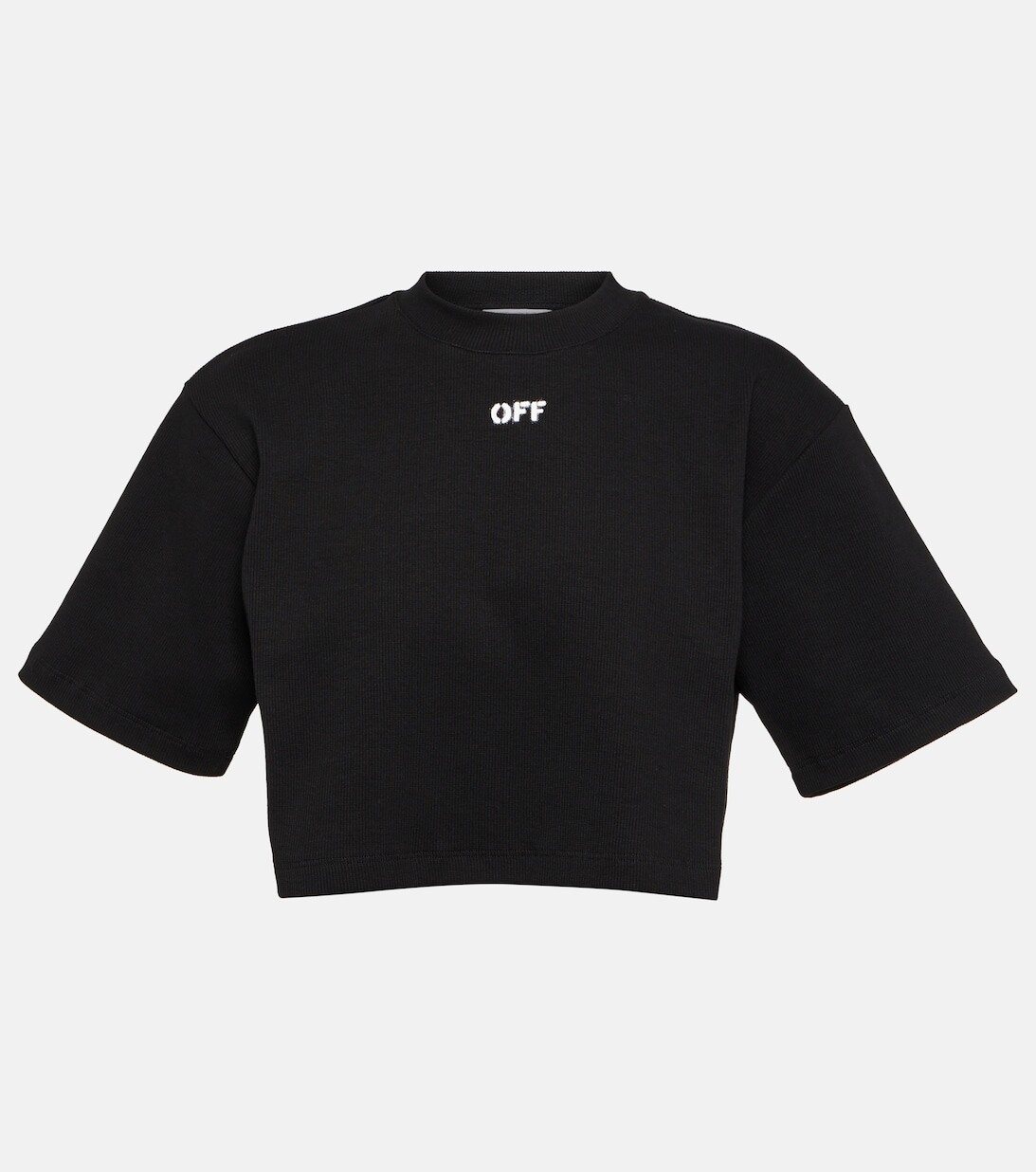 

Укороченная футболка из смесового хлопка с логотипом OFF-WHITE, черный