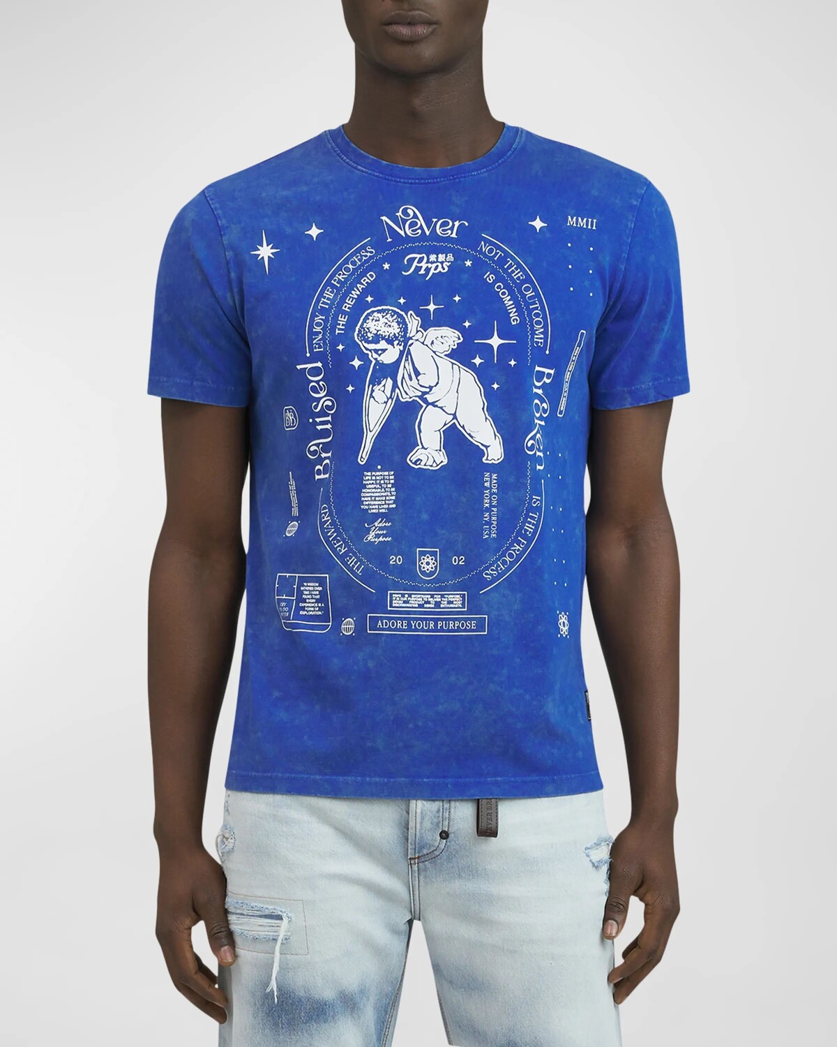 

Мужская футболка с типографским рисунком Миядзаки PRPS, цвет Royal Blue