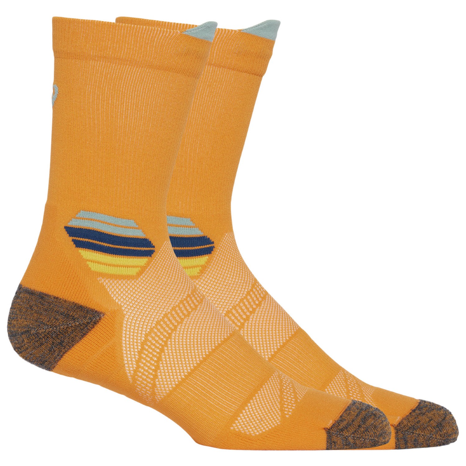 Носки для бега Asics Fujitrail Run Crew Sock, цвет Fellow Yellow/Dark Mint