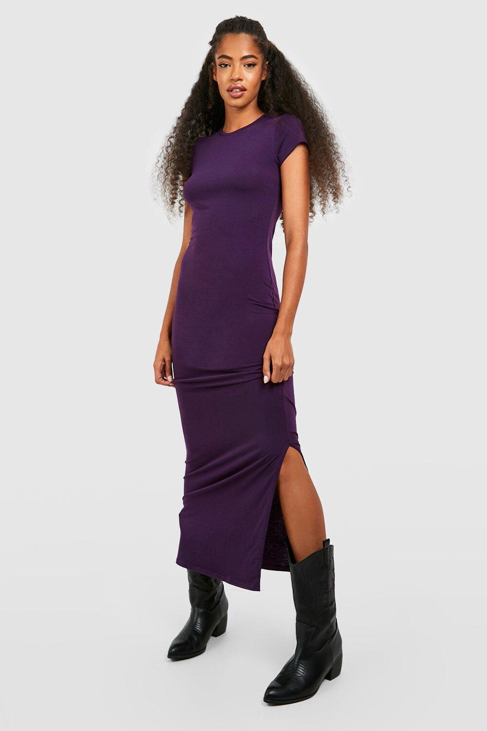 

Базовое платье макси с крышками Boohoo, фиолетовый
