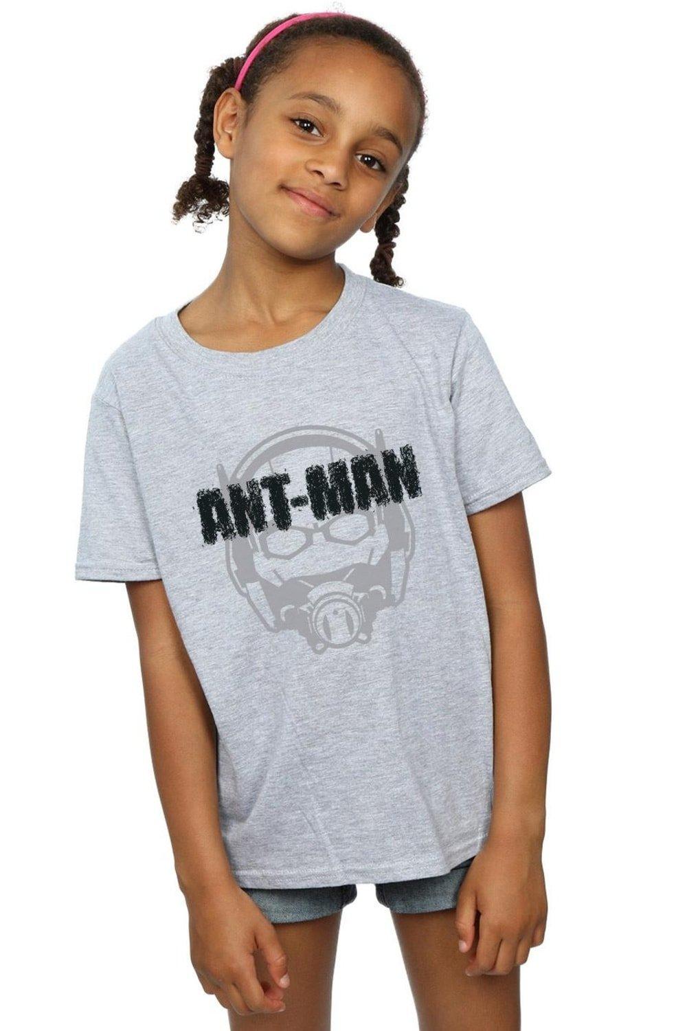 Хлопковая футболка с выцветшим шлемом «Человек-муравей» Marvel, серый