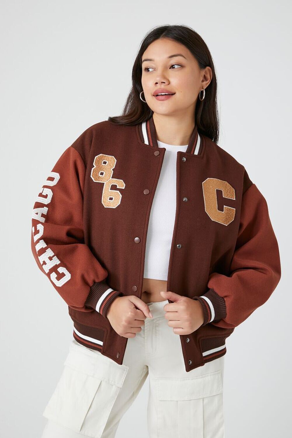 

Куртка Chicago Varsity Letterman Forever 21, коричневый