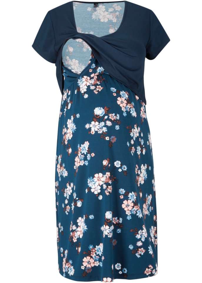 Платье для беременных / платье для кормления с цветочным принтом Bpc Bonprix Collection, синий