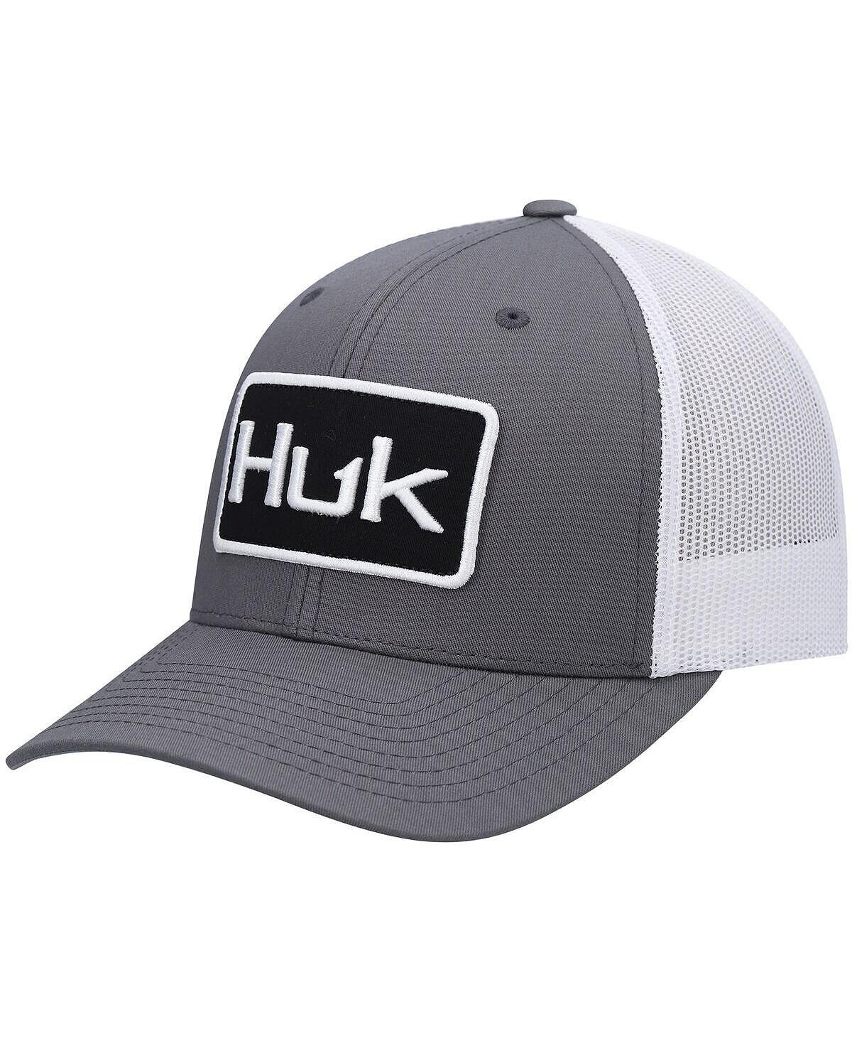 

Мужская однотонная кепка Trucker Snapback графитового цвета Huk