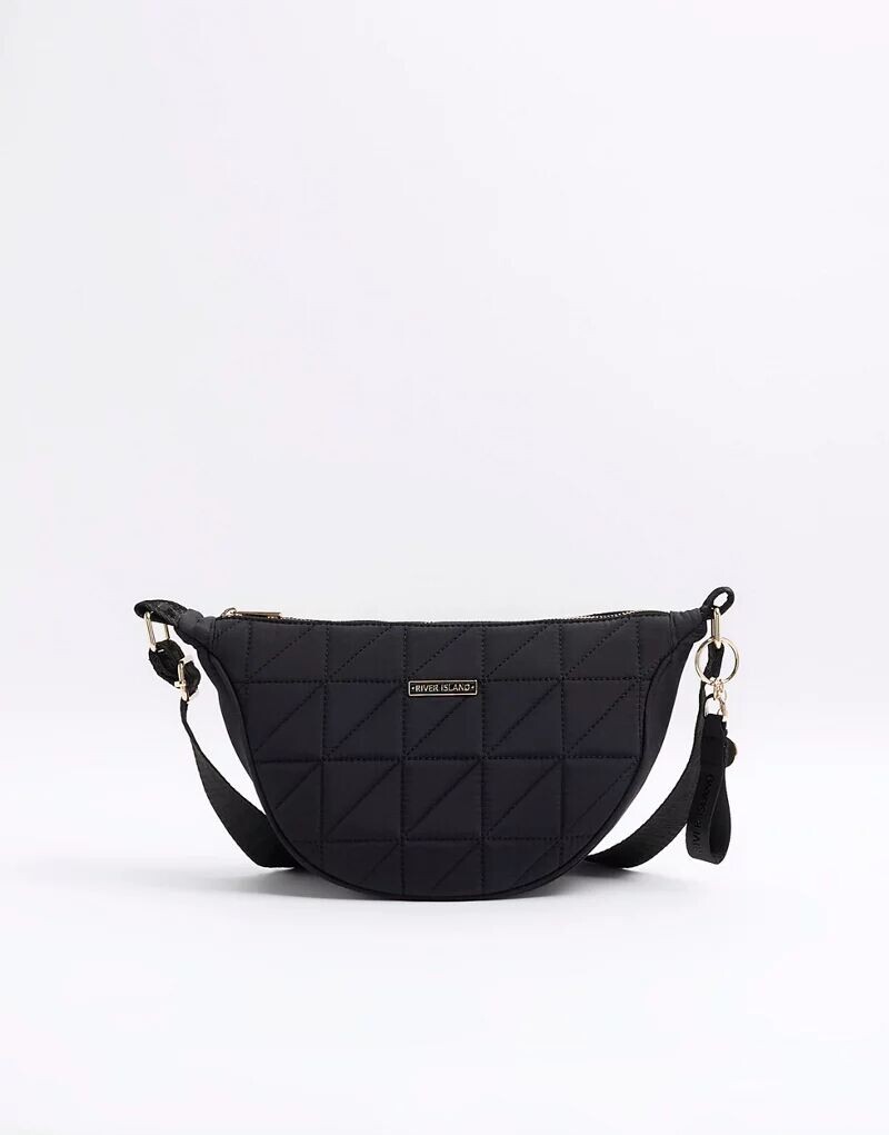 

Черная стеганая сумка через плечо River Island Soft