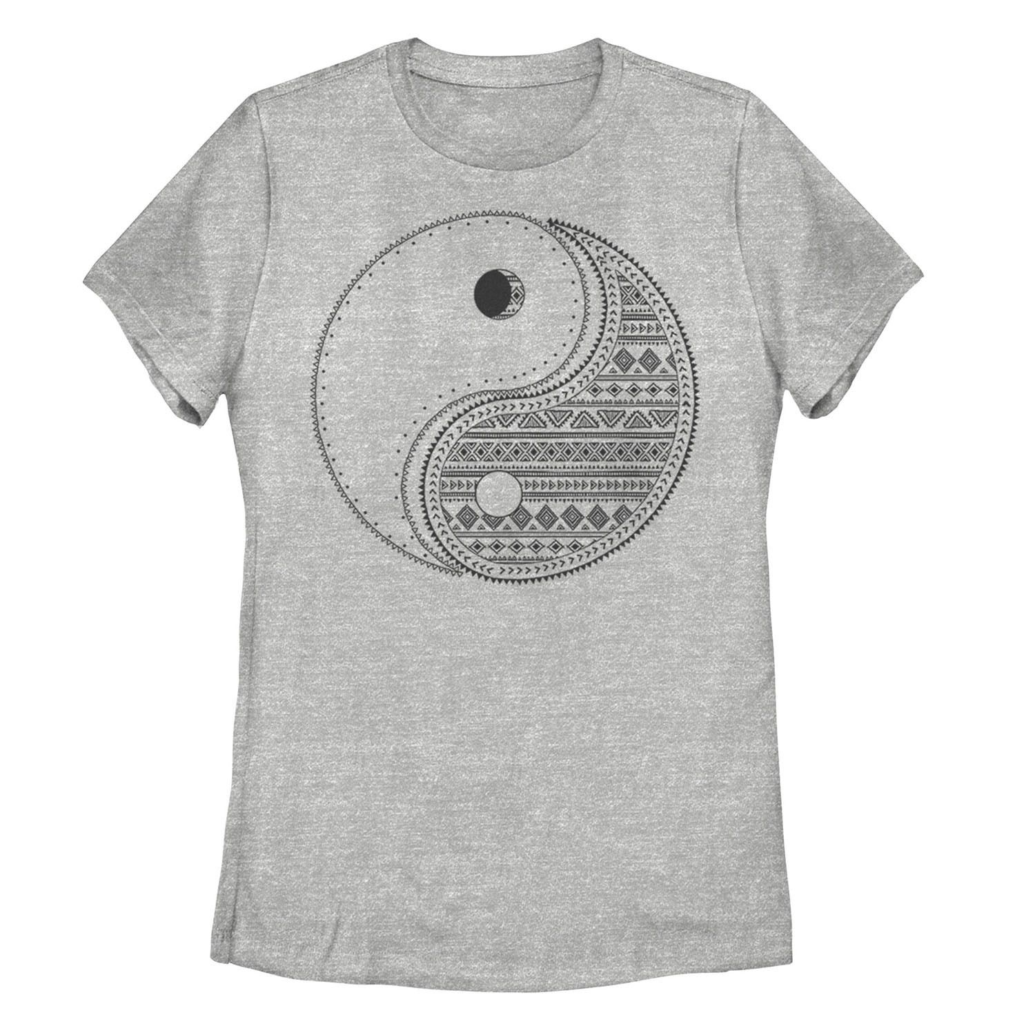 Детская черно-белая футболка с геометрическим рисунком Инь Ян и эскизом
