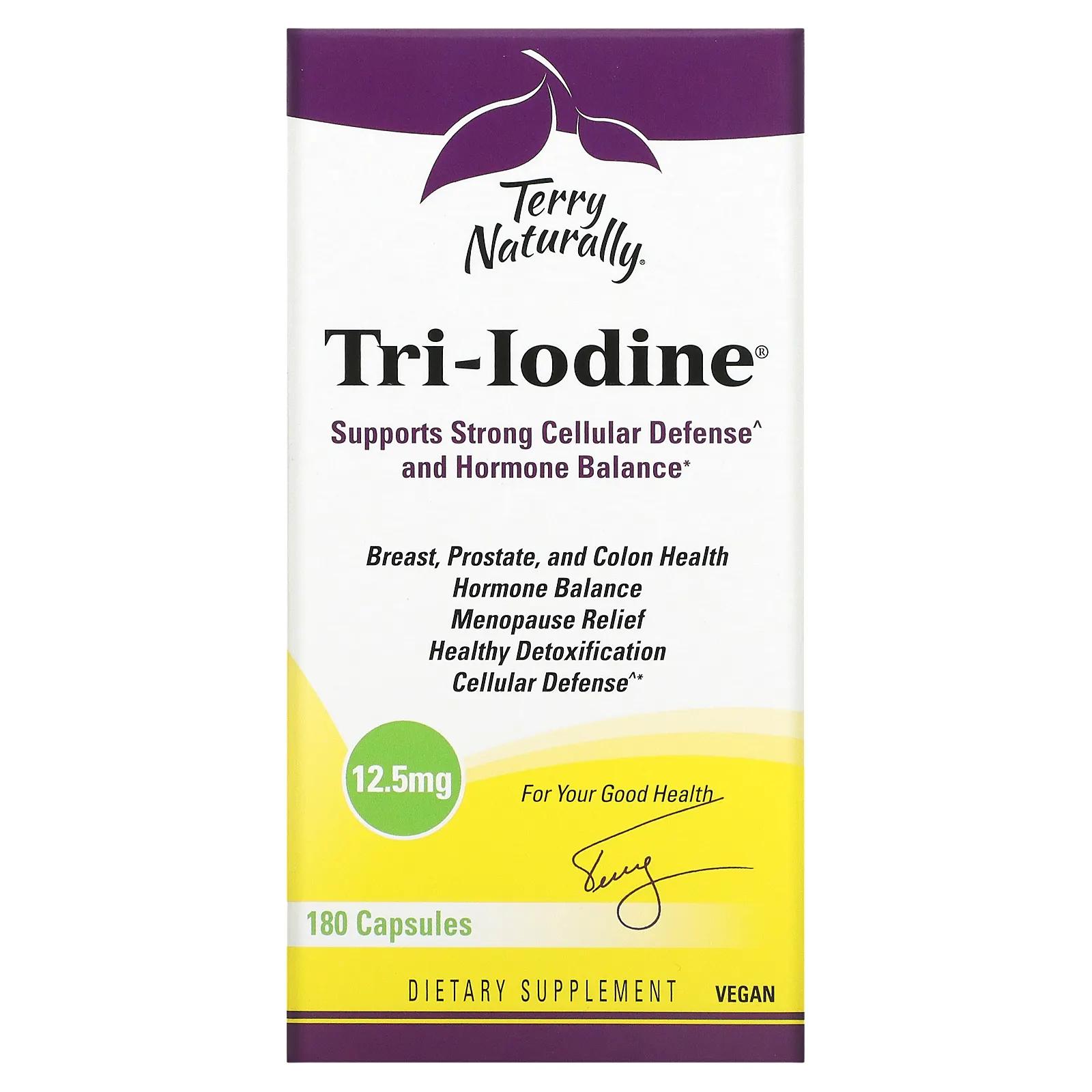 EuroPharma Terry Naturally Terry Naturally Tri-Iodine 12,5 мг 180 капсул europharma terry naturally thyroid care забота о щитовидной железе 120 капсул