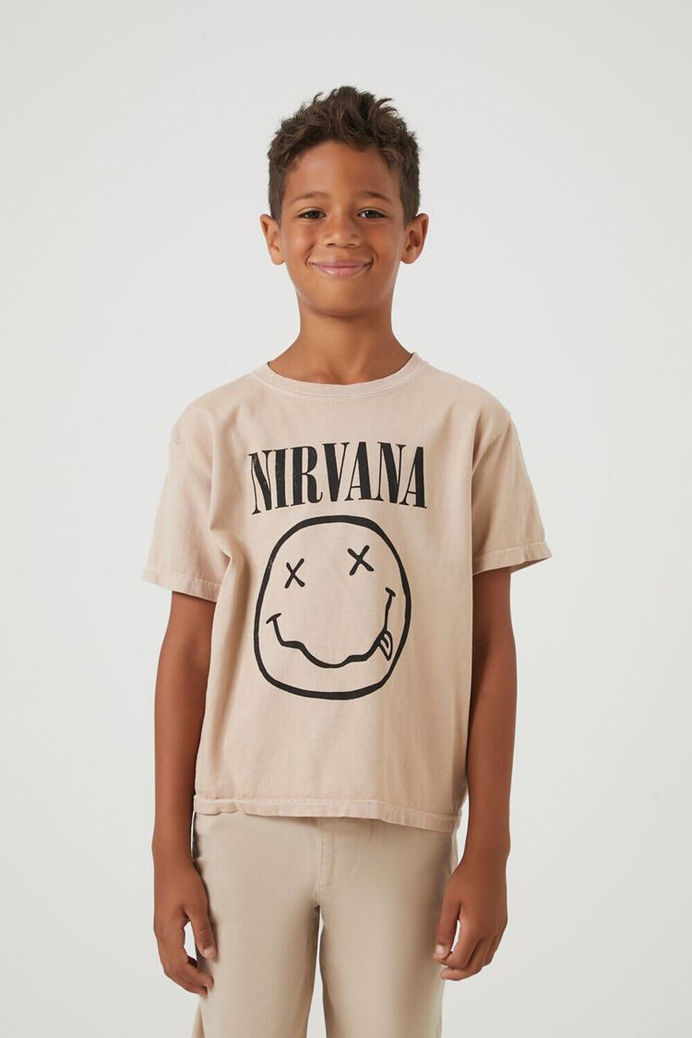 

Детская футболка с рисунком Nirvana Forever 21, серо-коричневый