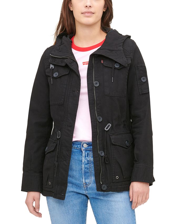 цена Женская куртка в стиле милитари с капюшоном Levi's, черный