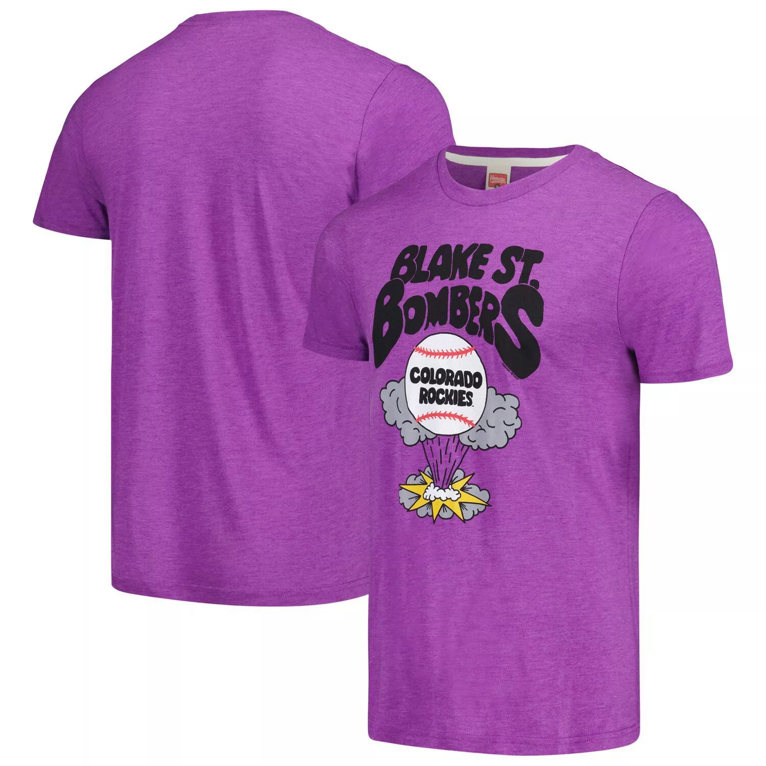 Мужская фиолетовая футболка Homage Colorado Rockies Blake St. Bombers Tri-Blend мужская футболка heather black colorado rockies home spin tri blend nike