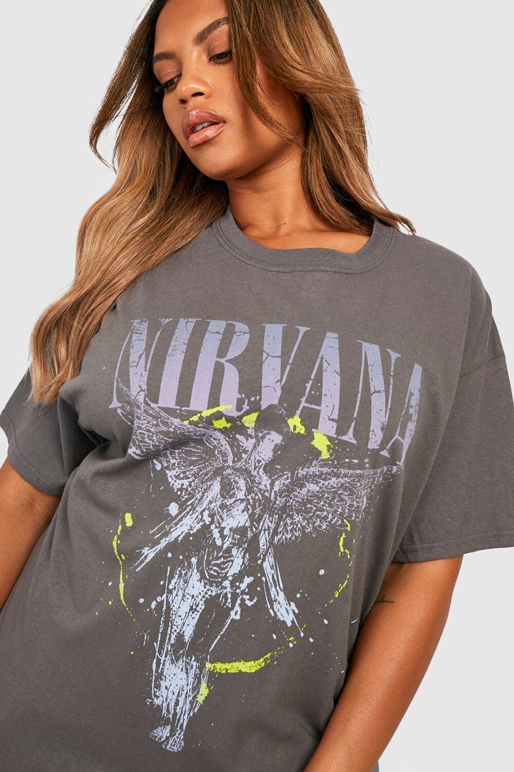 

Футболка plus nirvana neon pop band Boohoo, угольный