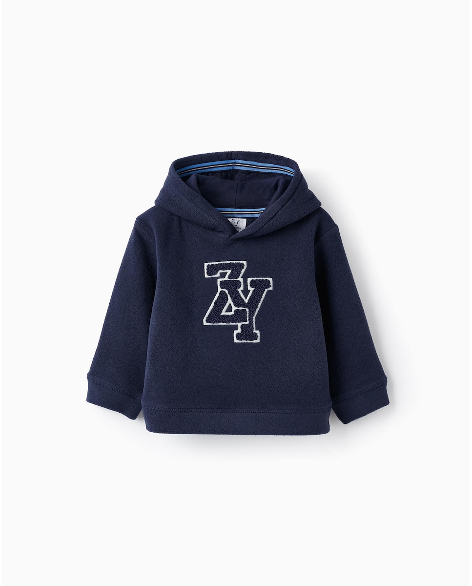 Толстовка для мальчика с капюшоном и логотипом спереди Zippy, темно-синий теплая толстовка тайга теплая толстовка горы зовут w темно синий