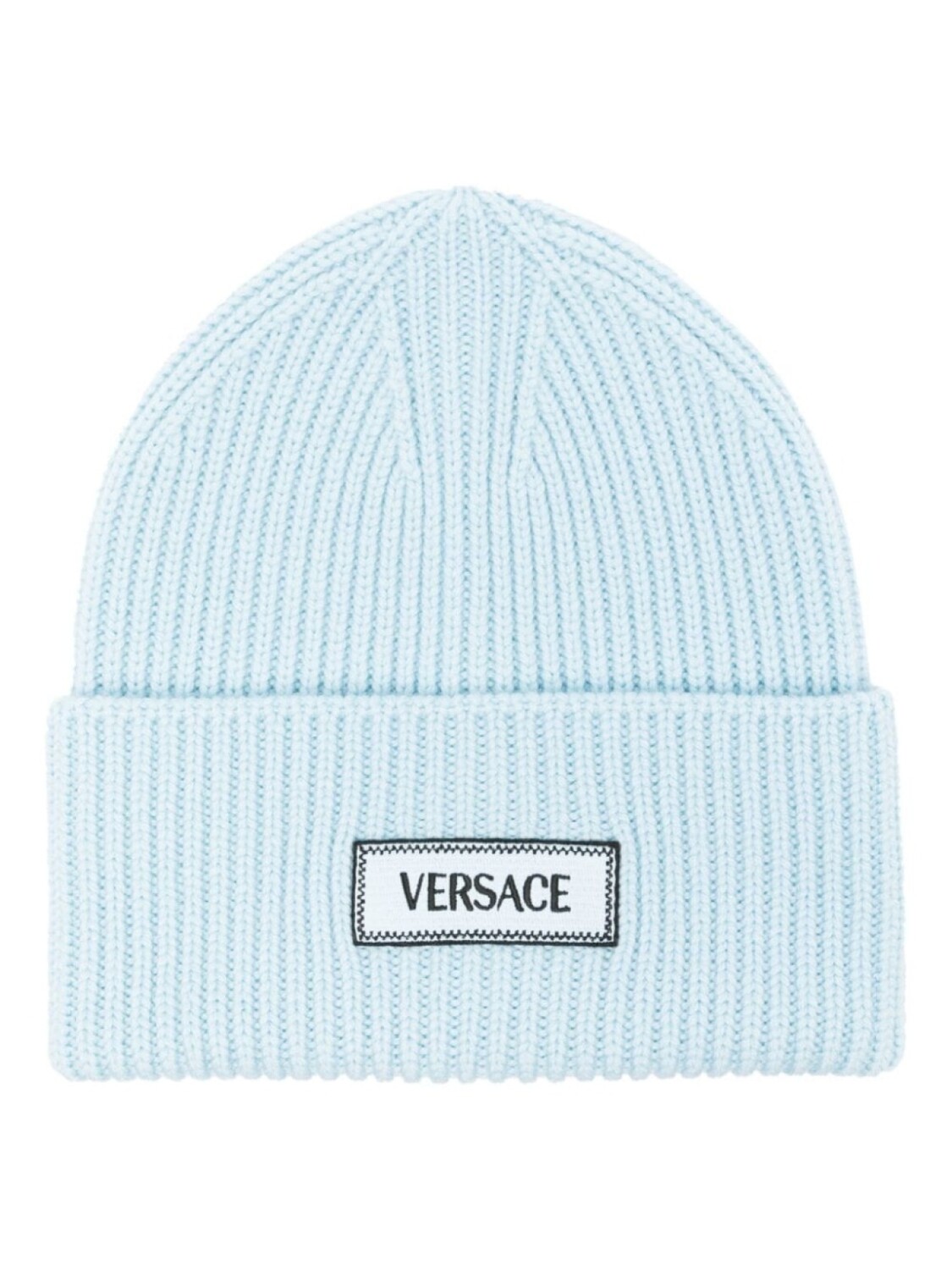 

Шапка бини в рубчик с нашивкой-логотипом Versace, синий