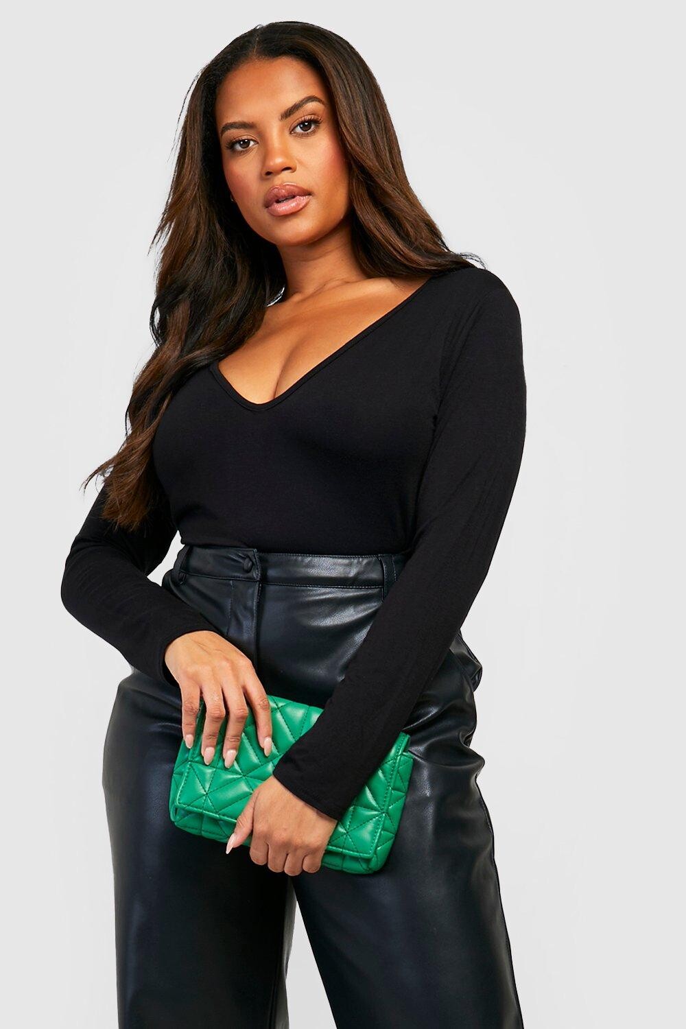 

Базовое боди plus plunge Boohoo, черный