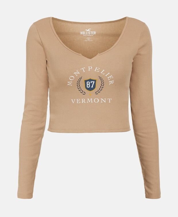 

Топ с длинными рукавами Hollister, тан