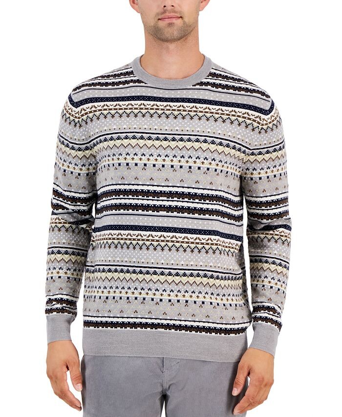 

Мужской свитер Dale Fair Isle из шерсти мериноса Club Room, серый