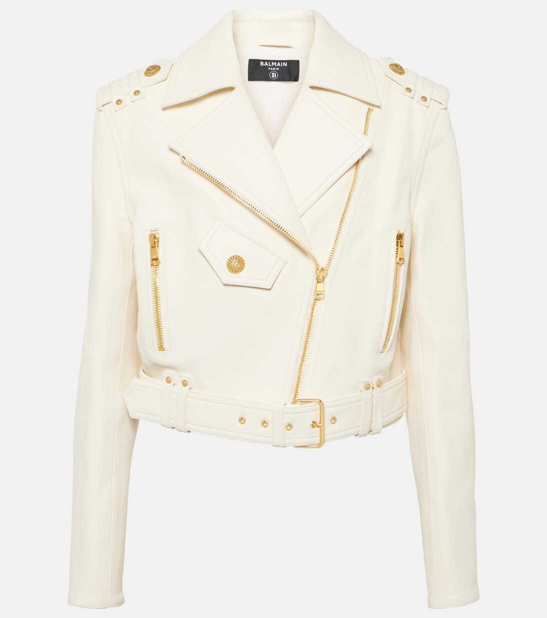 

Кожаная косуха Balmain, белый