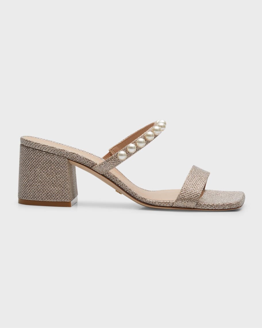

Жемчужные шлепанцы Goldie с эффектом металлик Stuart Weitzman