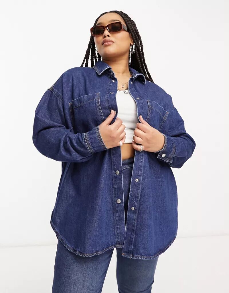 

Синяя джинсовая рубашка оверсайз ASOS DESIGN Curve