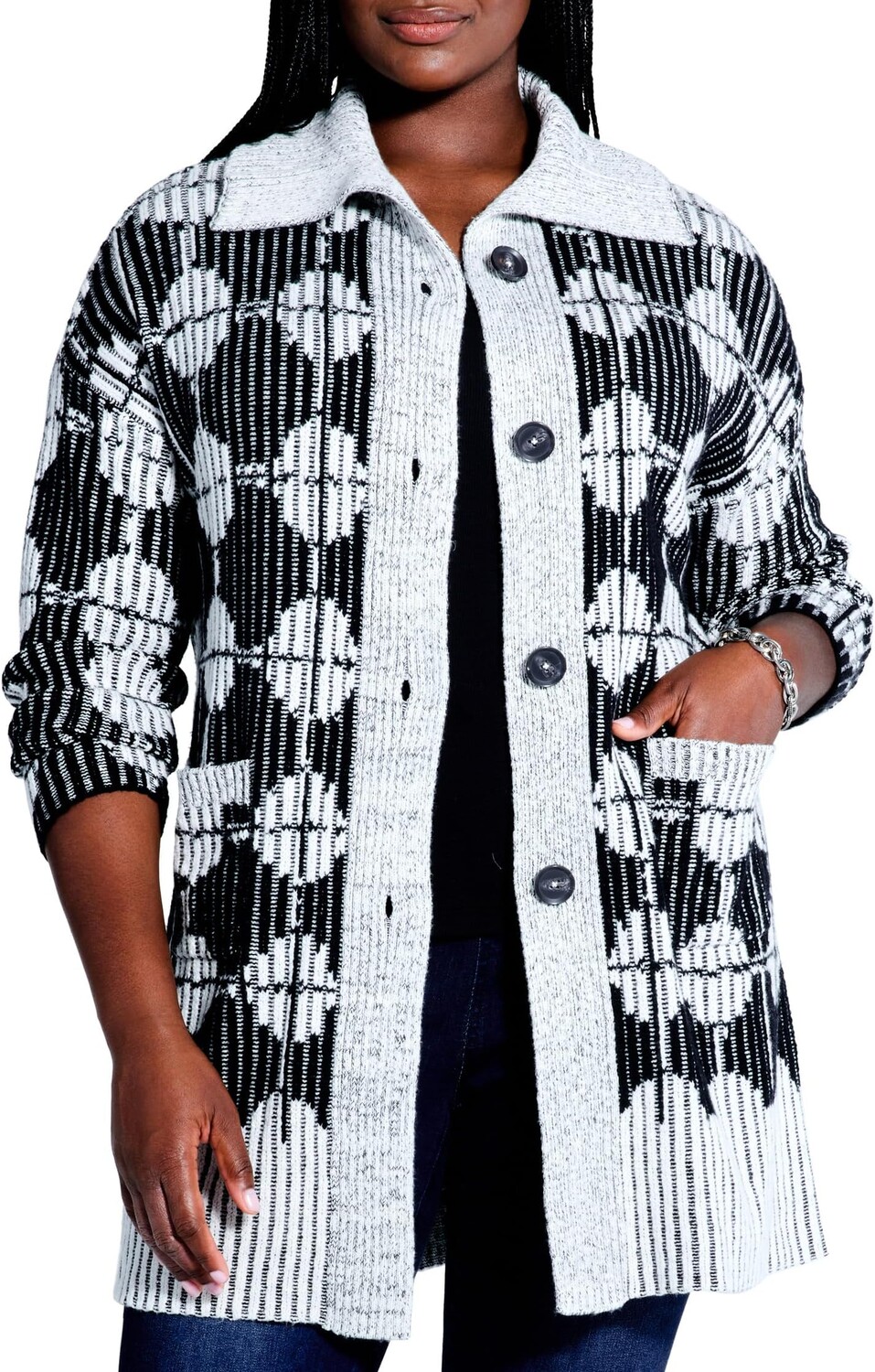 

Свитер Plus Size Soft Dot Cardigan NIC+ZOE, цвет Black Multi