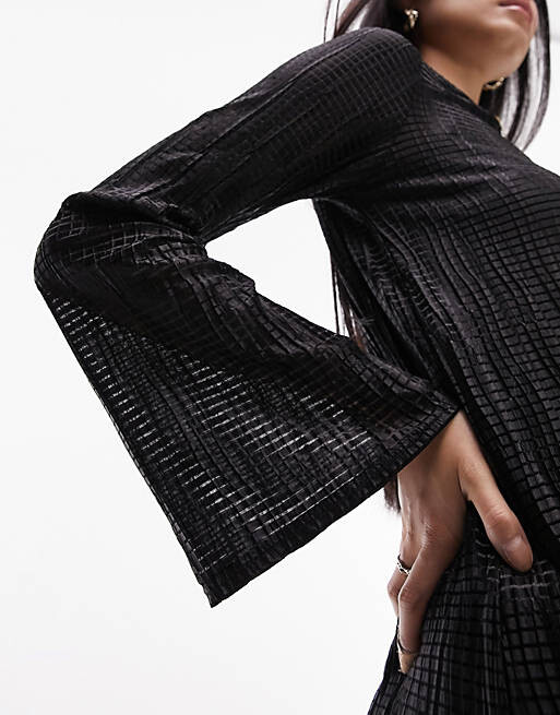 

Черное платье макси со складками Topshop, Черный
