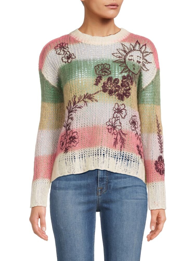 

Свитер из смеси мохера с цветочной полоской Redvalentino, цвет White Multicolor