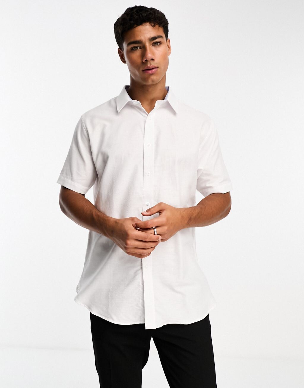

Белая фактурная рубашка с короткими рукавами Ben Sherman