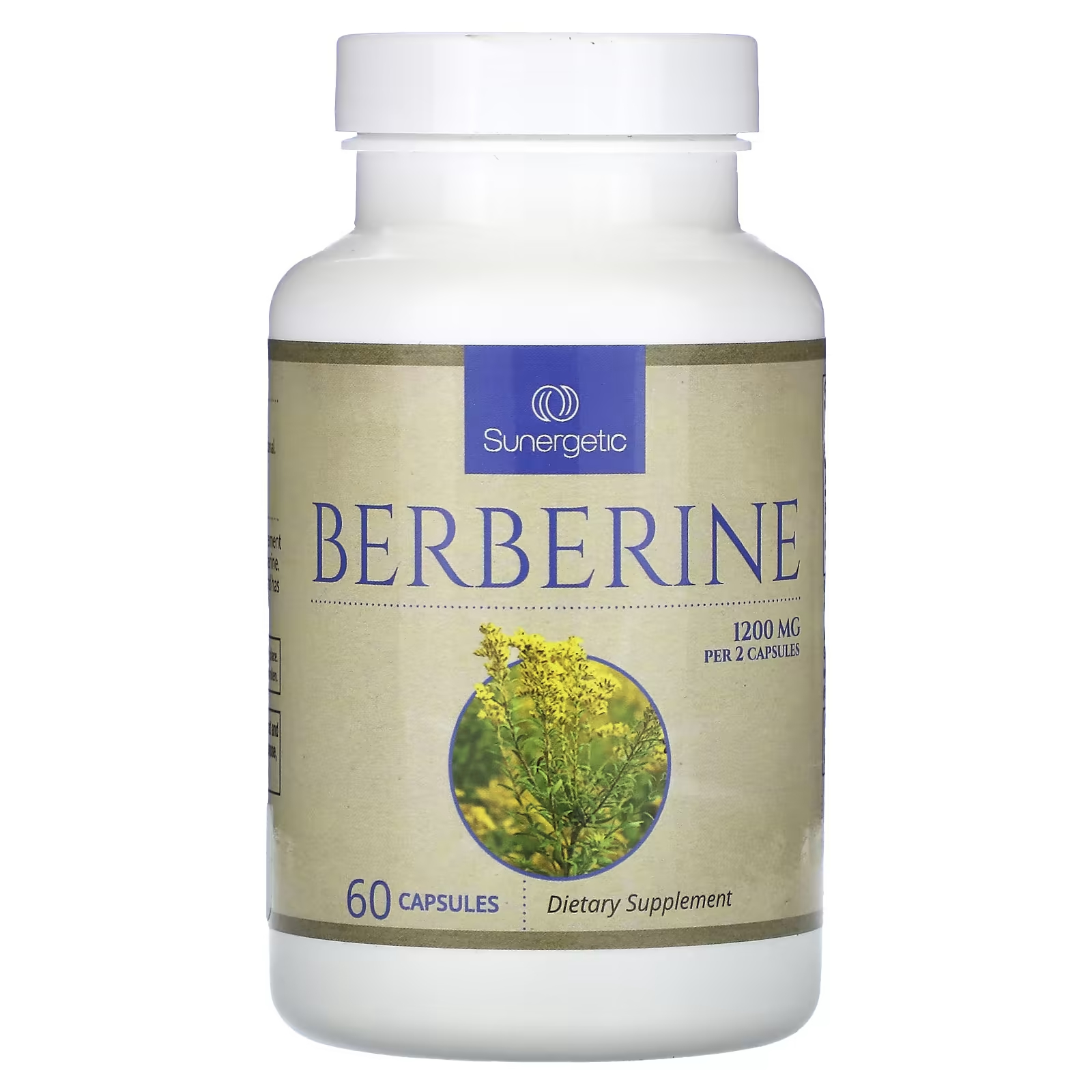 Берберин Sunergetic 1200 мг, 60 капсул (600 мг в капсуле) берберина бисульфат таб 5мг 50