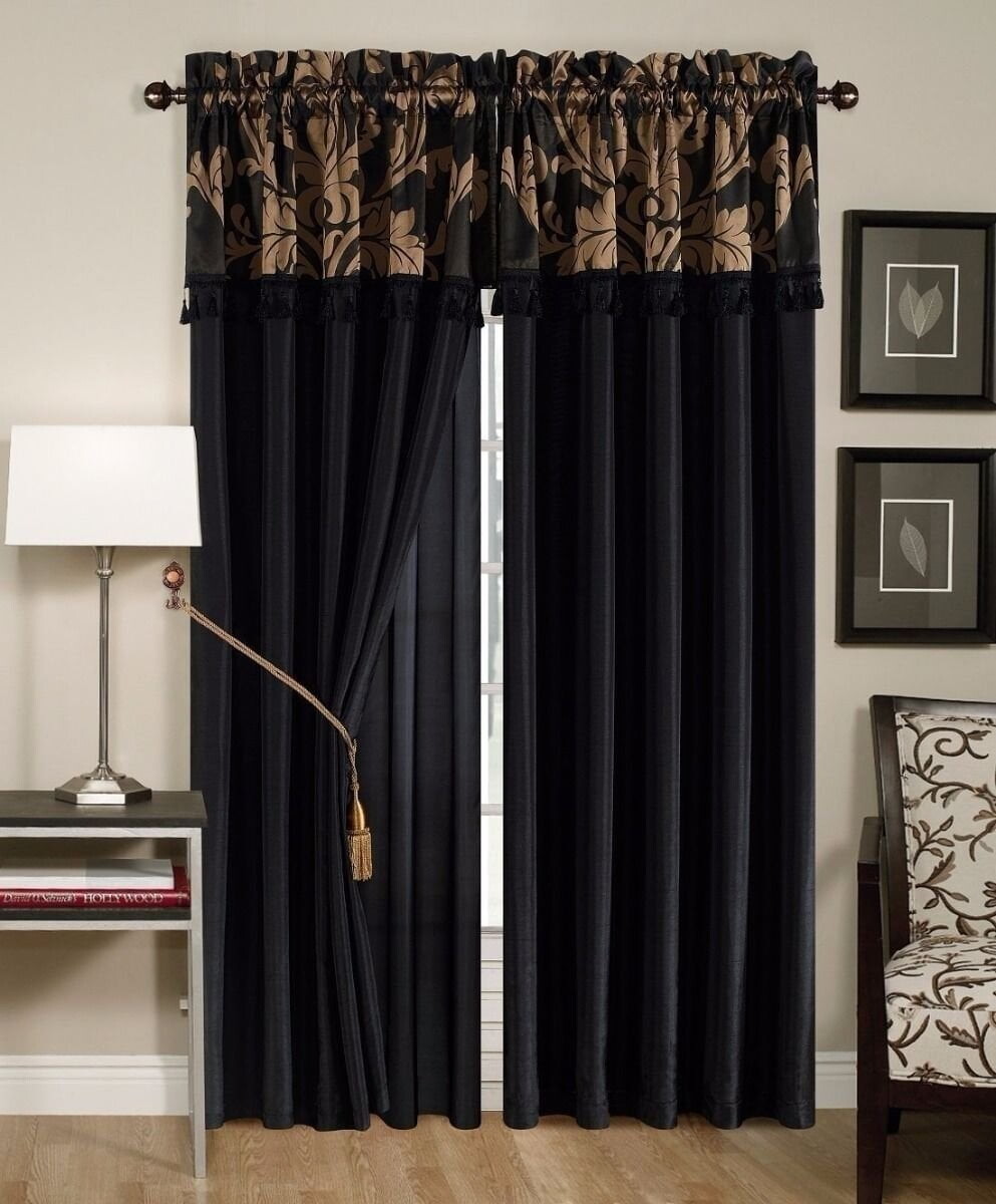 

Комплект оконных штор Chezmoi Collection Royale 4 предмета, черный/золотой
