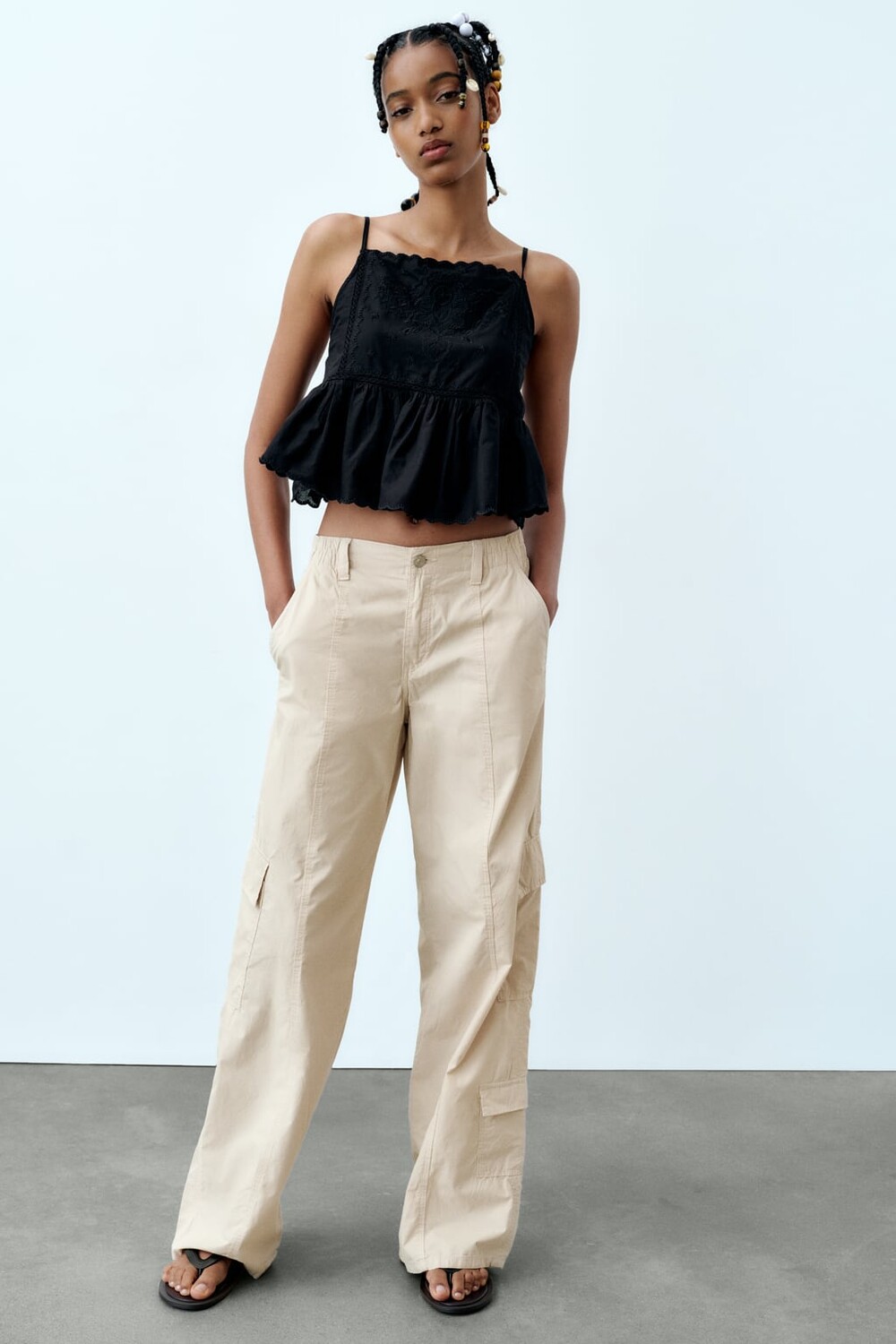 

Брюки парашют ZARA, экру