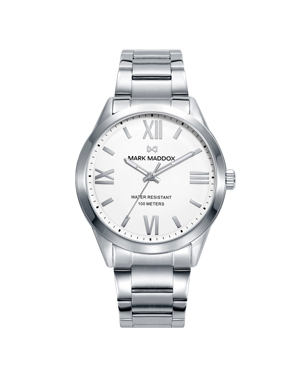 цена Мужские стальные часы Marais с белым циферблатом Mark Maddox, серебро