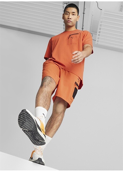

Простая оранжевая мужская футболка с круглым вырезом Puma, Оранжевый